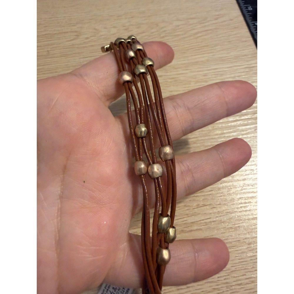Lucky Brand Semi Precious Accents Brown Leather Multi Strand Bracelet‎ JLRY8473